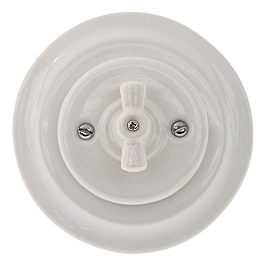 Reblig - Interrupteur rétro rotatif en porcelaine avec cadre č. 1 blanc