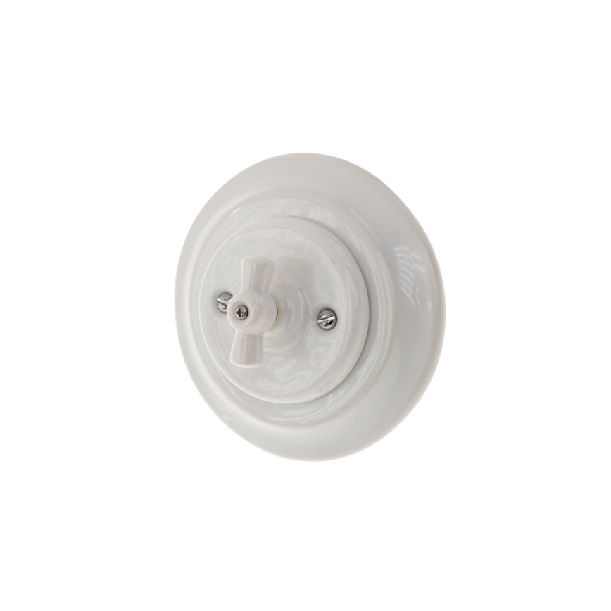 Reblig - Interrupteur rétro rotatif en porcelaine avec cadre č. 1 blanc