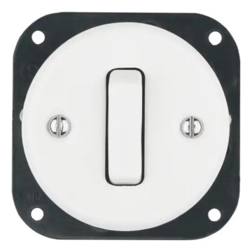 Reblig - Interrupteur rétro simple en porcelaine avec cadre n° 6, blanc