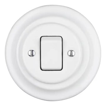 Reblig - Interrupteur rétro simple en porcelaine avec cadre n° 7 blanc