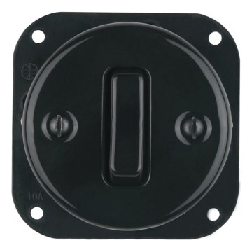 Reblig - Interrupteur rétro simple en porcelaine sans cadre n° 1 noir