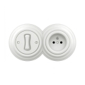 Reblig - Interrupteur rétro unipolaire n° 1 et prise 230 V avec cadre, blanc neige