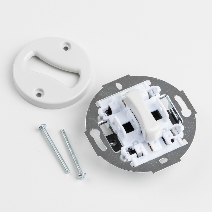 Reblig - Interrupteur rétro unipolaire n° 1 et prise 230 V avec cadre, blanc neige