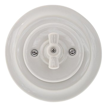 Reblig - Interrupteur rotatif en porcelaine de style rétro avec cadre n° 7, blanc