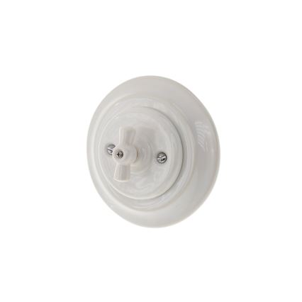 Reblig - Interrupteur rotatif en porcelaine de style rétro avec cadre n° 7, blanc