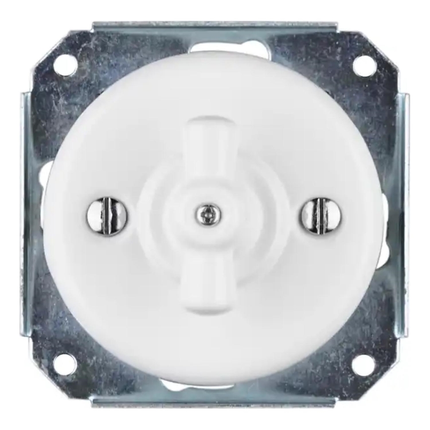 Reblig - Interrupteur rotatif rétro en porcelaine sans cadre č. 1 blanc