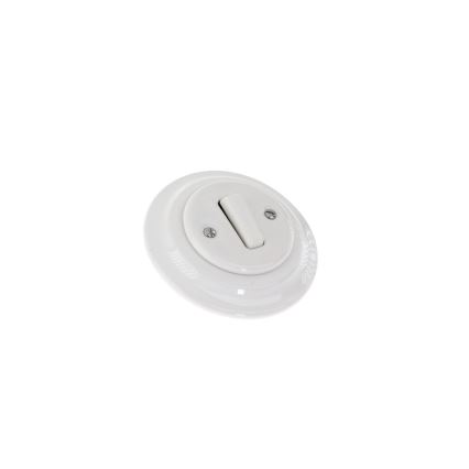 Reblig - Interrupteur simple rétro en porcelaine avec cadre n° 6, blanc