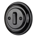 Reblig - Interrupteur simple rétro en porcelaine avec cadre pour sonnette, noir