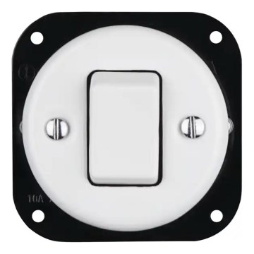 Reblig - Interrupteur simple rétro en porcelaine sans cadre č. 7 blanc