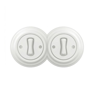 Reblig - Interrupteur unipolaire double rétro avec cadre n° 1 blanc neige