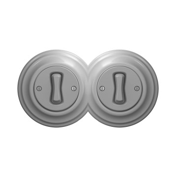 Reblig - Interrupteur unipolaire double rétro avec cadre n° 1, gris
