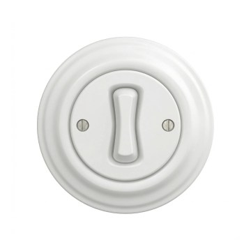 Reblig - Interrupteur unipolaire rétro avec cadre n° 1, blanc neige