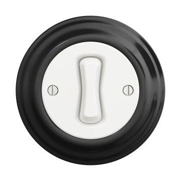 Reblig - Interrupteur unipolaire rétro avec cadre n° 1 blanc neige/noir