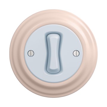 Reblig - Interrupteur unipolaire rétro avec cadre n° 1 bleu/vieux rose
