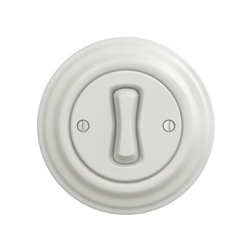 Reblig - Interrupteur unipolaire rétro avec cadre n° 1, finition céramique blanche