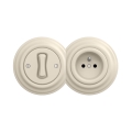 Reblig - Interrupteur unipolaire rétro n° 1 et prise 230 V avec cadre, beige