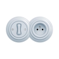 Reblig - Interrupteur unipolaire rétro n° 1 et prise 230 V avec cadre bleu