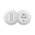 Reblig - Interrupteur unipolaire rétro n° 1 et prise SCHUKO 230V avec cadre, blanc neige