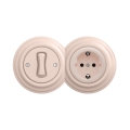 Reblig - Interrupteur unipolaire rétro n°1 et prise SCHUKO 230V avec cadre, rose vintage