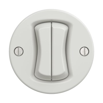 Reblig - Interrupteur va-et-vient double rétro sans cadre n° 6+6, céramique blanche