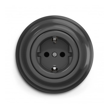 Reblig - Prise domestique rétro avec cadre SCHUKO 230 V/16 A anthracite