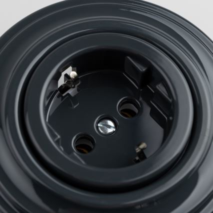 Reblig - Prise domestique rétro avec cadre SCHUKO 230 V/16 A anthracite