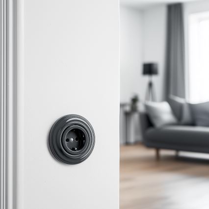 Reblig - Prise domestique rétro avec cadre SCHUKO 230 V/16 A anthracite