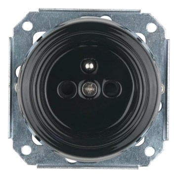 Reblig - Prise domestique rétro en porcelaine sans cadre 250V/16A noire