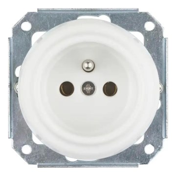 Reblig - Prise domestique rétro en porcelaine sans enjoliveur, 250 V / 16 A, blanche