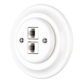 Reblig - Prise Ethernet murale rétro en porcelaine avec cadre, 2x Cat5e, blanche