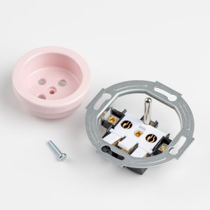 Reblig - Prise murale rétro 230V avec cadre, rose ancien