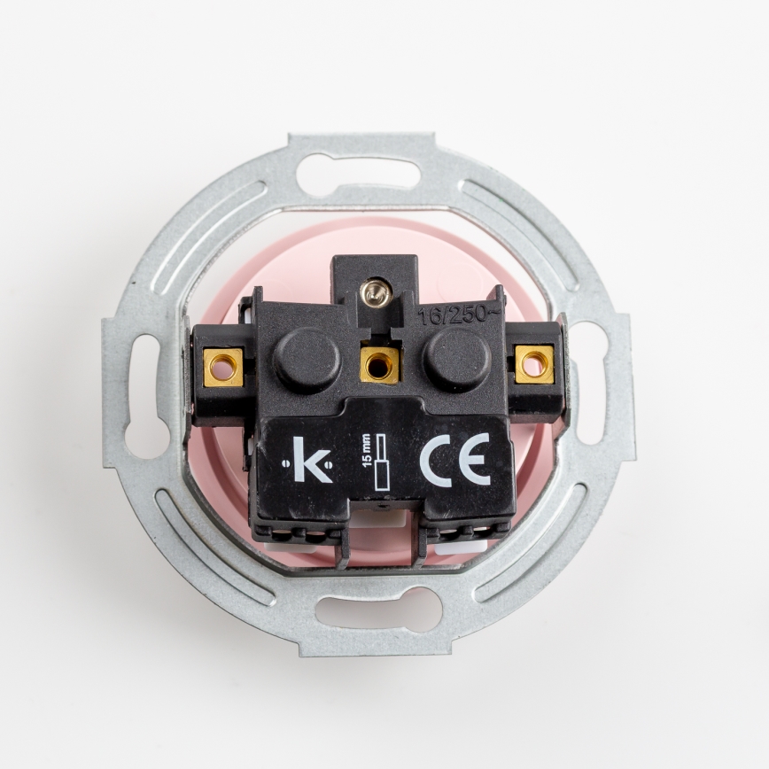 Reblig - Prise murale rétro 230V avec cadre, rose ancien