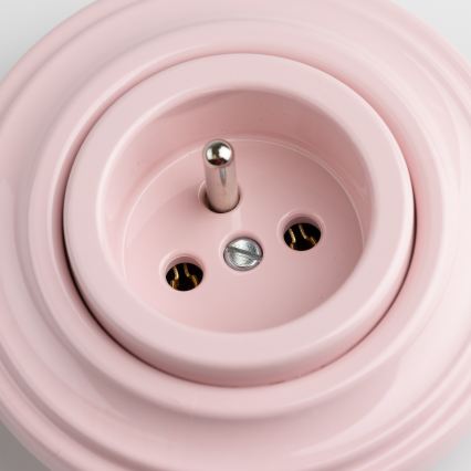 Reblig - Prise murale rétro 230V avec cadre, rose ancien