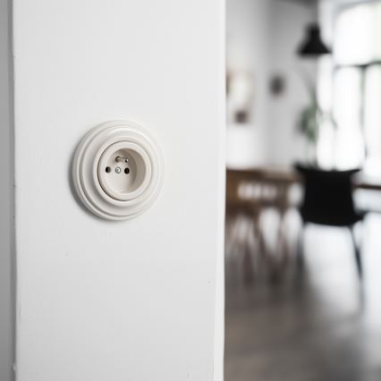 Reblig - Prise murale rétro avec cadre 230 V beige