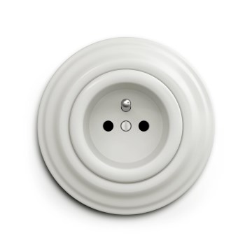 Reblig - Prise murale rétro avec cadre 230 V en céramique blanche