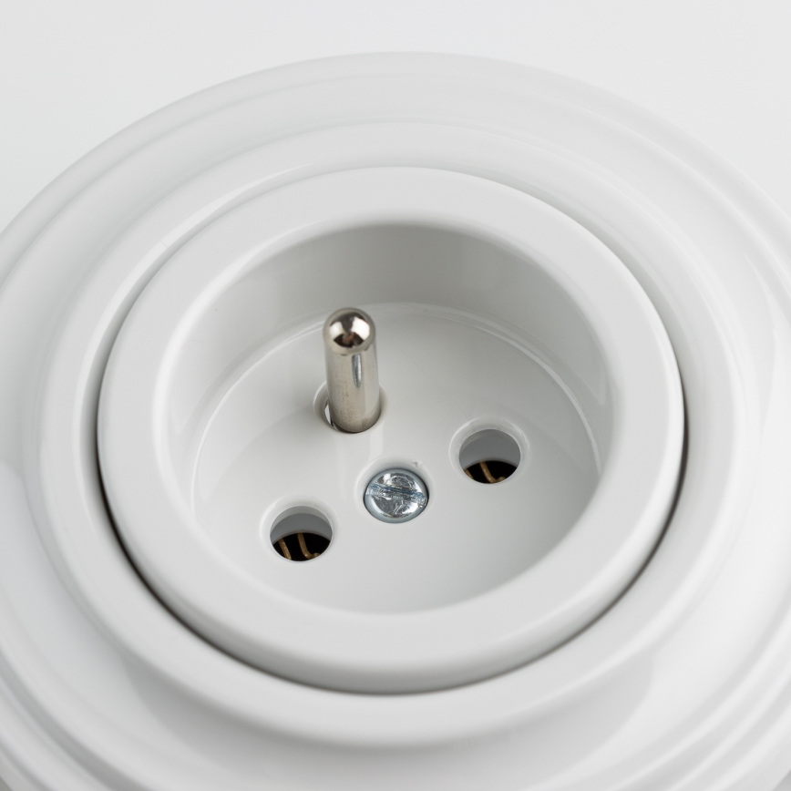 Reblig - Prise murale rétro avec cadre 230 V en céramique blanche