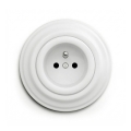 Reblig - Prise murale rétro avec cadre 230V blanc neige