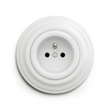 Reblig - Prise murale rétro avec cadre 230V blanc neige