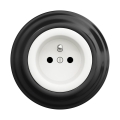 Reblig - Prise murale rétro avec cadre 230V blanc neige/noir