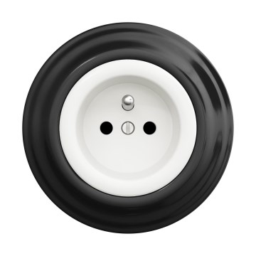 Reblig - Prise murale rétro avec cadre 230V blanc neige/noir