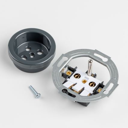 Reblig - Prise murale rétro avec cadre pour habitation, 230 V, finition anthracite