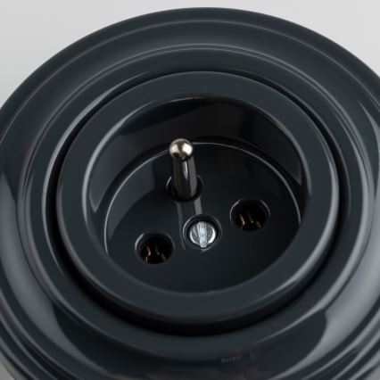 Reblig - Prise murale rétro avec cadre pour habitation, 230 V, finition anthracite