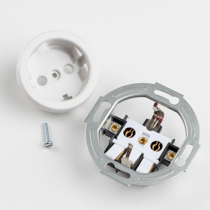 Reblig - Prise murale rétro avec cadre SCHUKO 230 V/16 A en céramique blanche