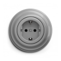 Reblig - Prise murale rétro avec cadre SCHUKO 230 V/16 A gris