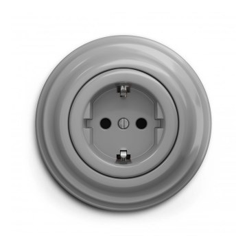 Reblig - Prise murale rétro avec cadre SCHUKO 230 V/16 A gris