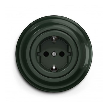 Reblig - prise murale rétro avec cadre SCHUKO 230V/16A, verte