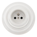 Reblig - Prise murale rétro en porcelaine avec cadre 250V/16A blanche