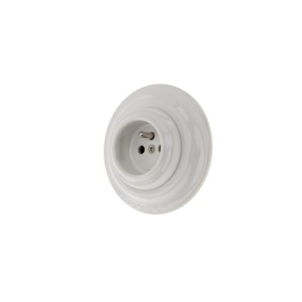 Reblig - Prise murale rétro en porcelaine avec cadre 250V/16A blanche