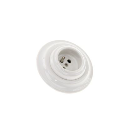 Reblig - Prise murale rétro en porcelaine avec cadre 250V/16A blanche