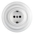 Reblig - Prise murale rétro en porcelaine avec cadre SCHUKO 250V/16A blanche